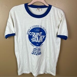 Vintage Ford Ringer Tee Made in USA Sz Large Men's Large